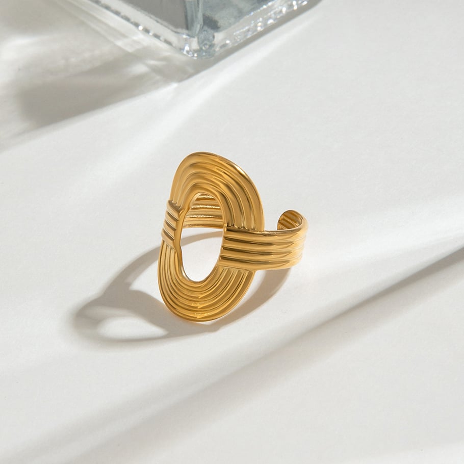 anillos ajustables para mujer de acero inoxidable ovalado clásico de la serie clásica de 1 pieza en  Imagen4