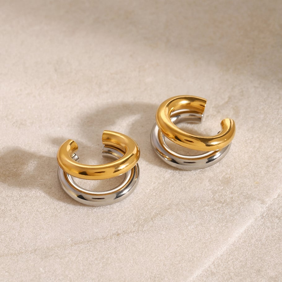 1 Paar Simple Series Casual Geometric Edelstahl 18 Karat vergoldet Damen Clip-on Ohrringe Bild3