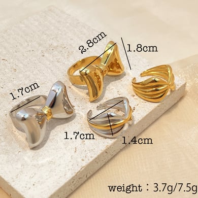 1 Piece Sweet Bow Knot Stainless Steel Women's Adjustable Rings h5 Picture6