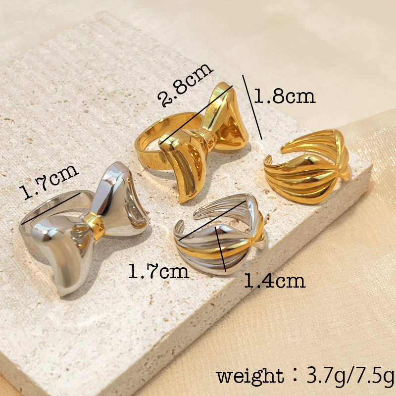 1 Piece Sweet Bow Knot Stainless Steel Women's Adjustable Rings Picture6