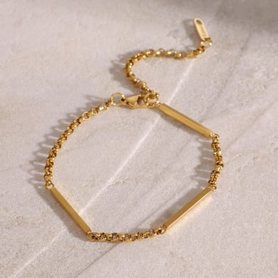1 Piece Simple Series Simple Solid Color Stainless Steel 18K Gold Plated Women chain bracelets h5 Picture3