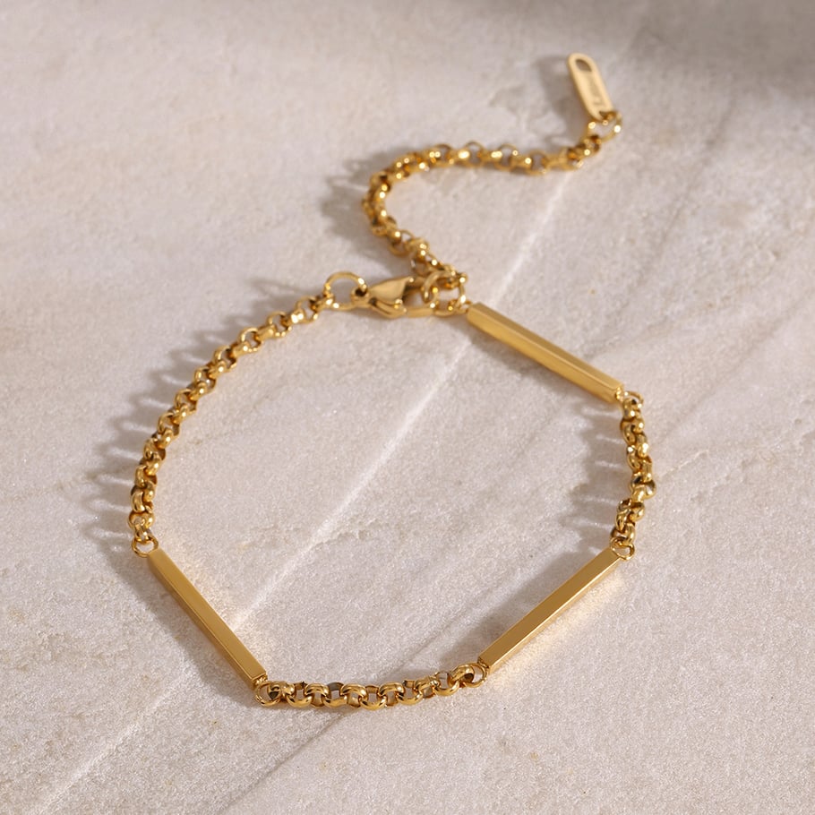 1 Piece Simple Series Simple Solid Color Stainless Steel 18K Gold Plated Women chain bracelets Picture3