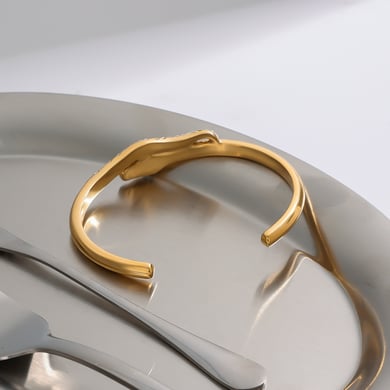1 Piece Retro Stainless Steel Gold Color Snake Shape Women's Bangles h5 Picture7