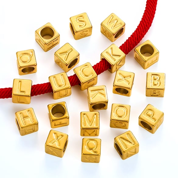 1 Piece Simple Series Letter Square DIY Stainless Steel Gold Color Unisex Pendants