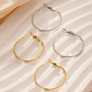 1 Paar Simple Series Klassische geometrische Creolen aus Titanstahl in Goldfarbe für Damen h5 Bild3