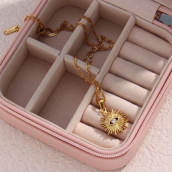 1 Piece Luxurious Series Retro Eye Stainless Steel   Gold Color  Women's Pendant Necklaces