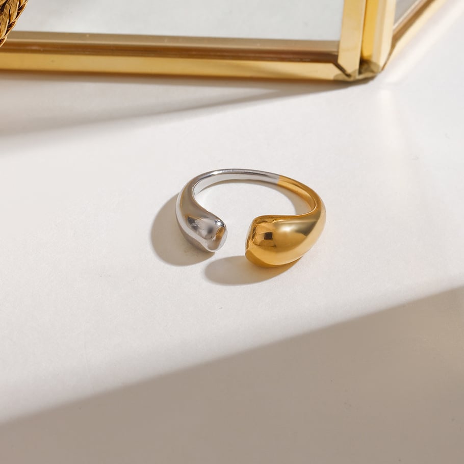 1 Piece Concise Series Mixed Color Stainless Steel Gold &Silever Color Women's Single Rings h5Picture5