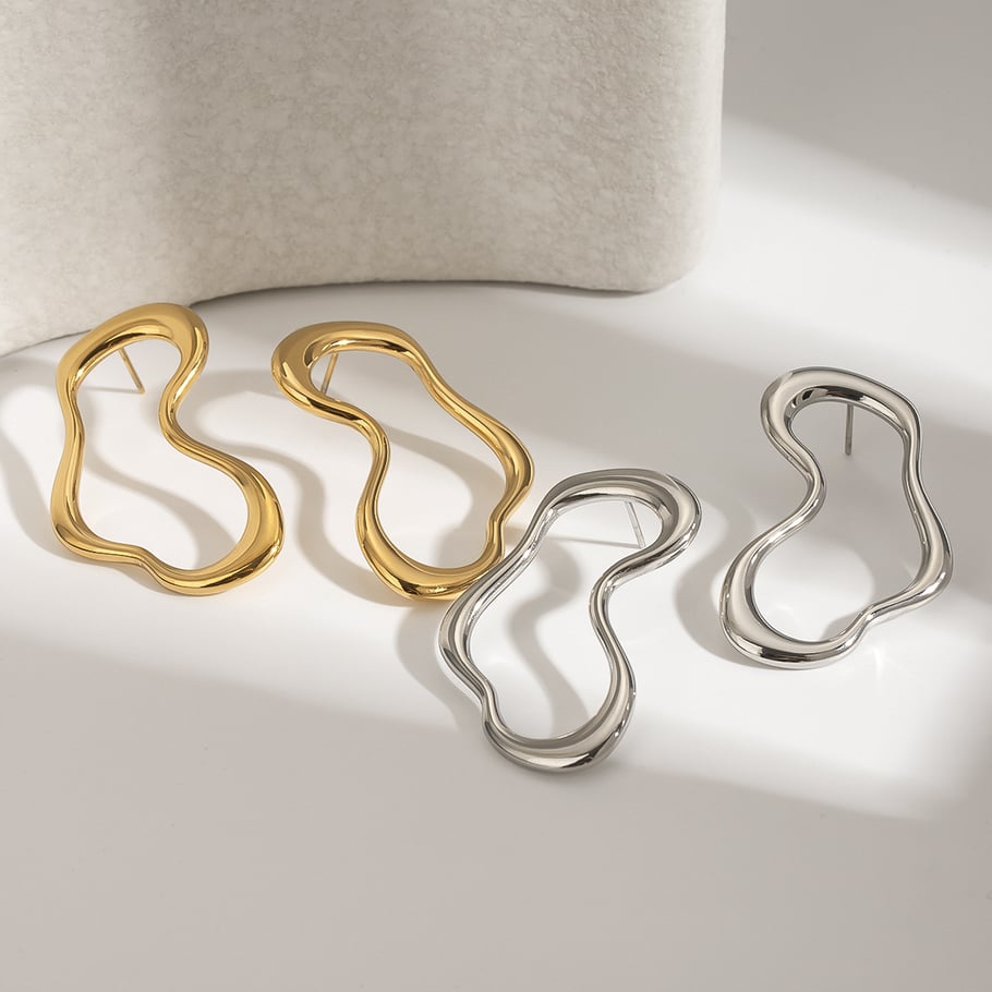 1 Pair Simple Series Simple Geometric Stainless Steel 18K Gold Plated Women Stud Earrings Picture7