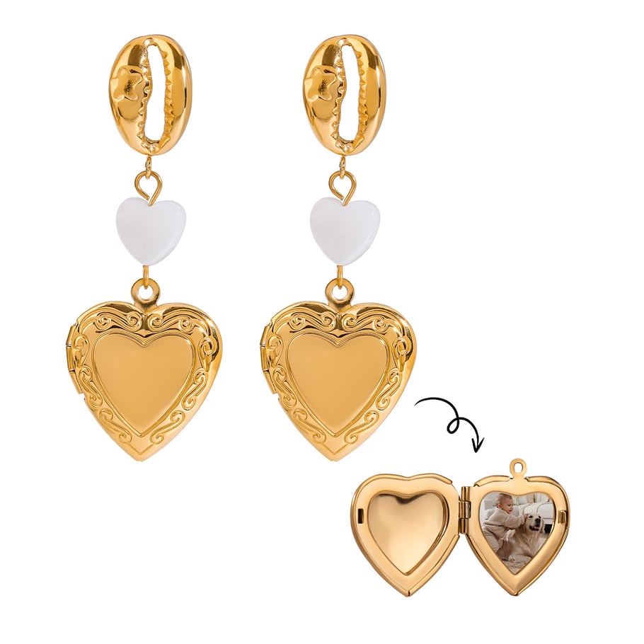 1 Pair Romantic Series Elegant Coffee Bean Stainless Steel Gold Color Women's DIY Drop Earrings Picture6