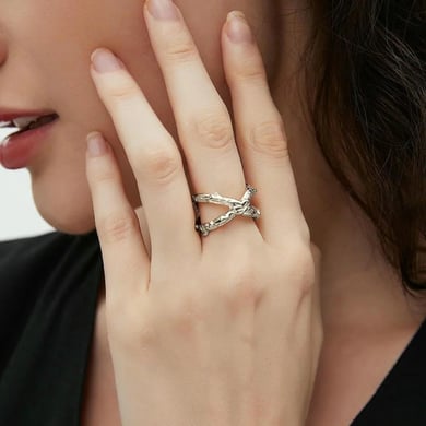 Anillos ajustables para mujer de acero inoxidable color dorado, serie simple, línea Europa y América, 1 pieza h5 Imagen7