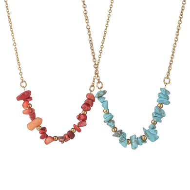 1 Piece Vacation Series Daily Natural Stone Beads Gold Color Stainless Steel Women's Beaded Necklaces h5 Picture2