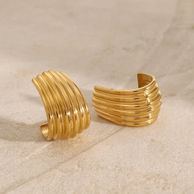 1 Pair Simple Series ins style Strip Stainless Steel 18K Gold Plated Women Stud Earrings h5 Picture4