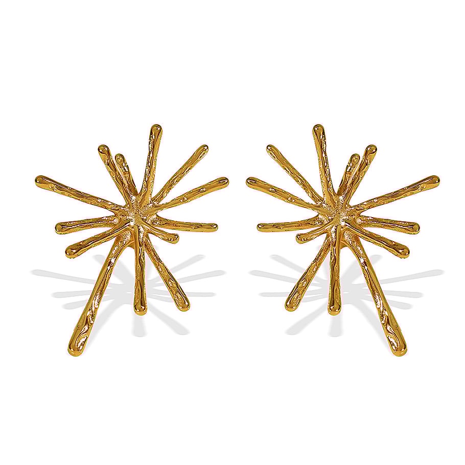 1 Pair Luxurious Series Elegant Firework Shape Titanium Steel 18K Gold Color Plated Women's Stud Earrings Picture8