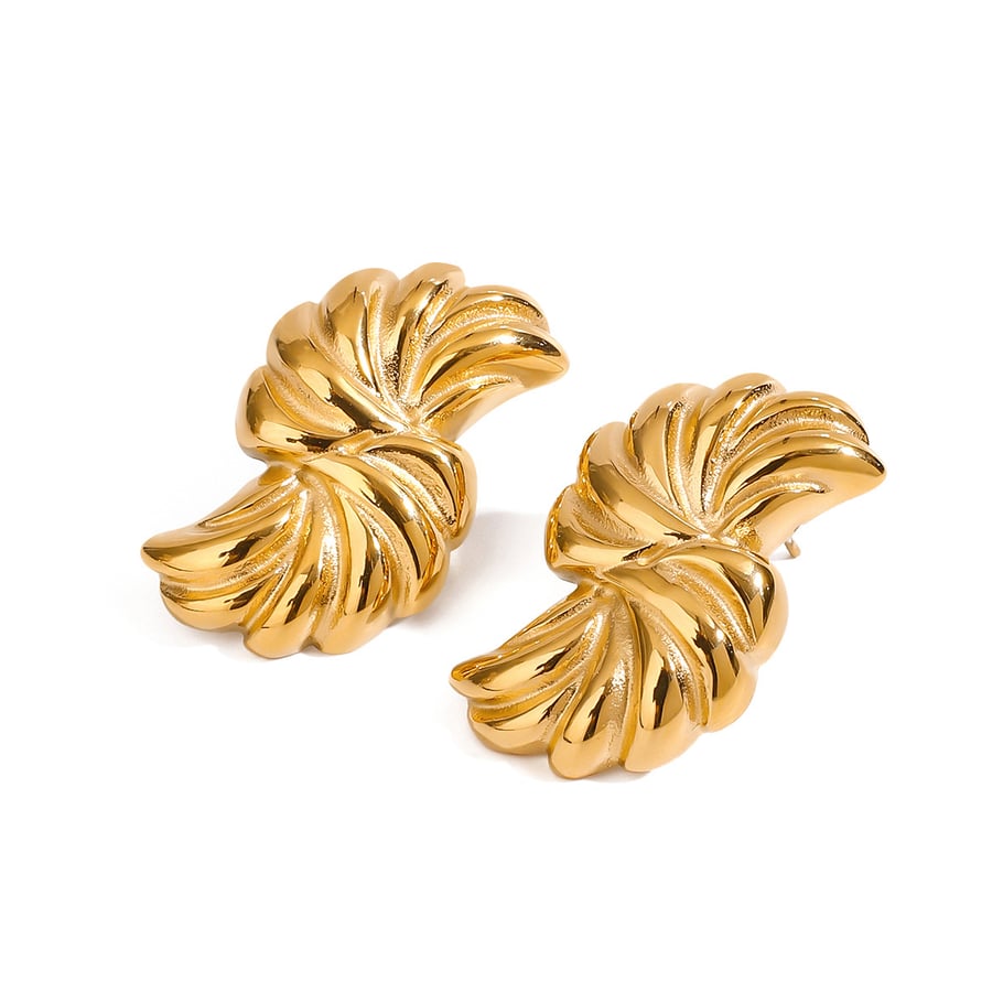 1 par de pendientes de botón de acero inoxidable irregulares de color dorado para mujer, serie clásica de Europa y América Imagen7