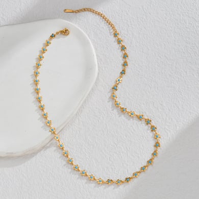 Bracelet à breloques pour femme, série simple, motif fleur mignonne, en acier inoxydable plaqué or 18 carats h5 Image2