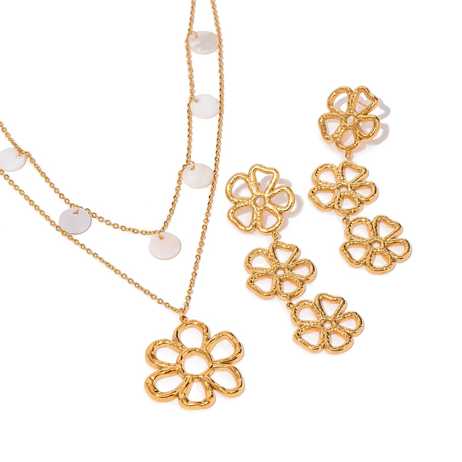 1 Paar Ohrringe im Retro-Blumen-Design der Classic-Serie aus Edelstahl mit 18 Karat Vergoldung für Damen Bild6