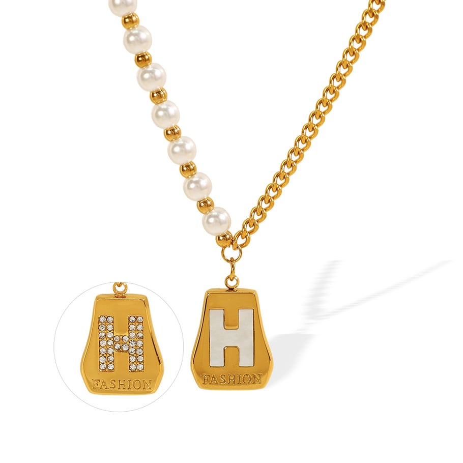 1 Piece Simple Series Classic Beads Titanium Steel 18K Gold Color Plated Artificial Pearl Women's Pendant Necklaces Picture6