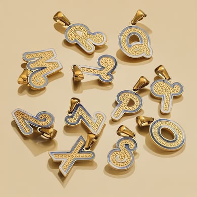 1 Paar Unisex-Anhänger aus Edelstahl mit klassischem Buchstaben der Simple-Serie, 18 Karat vergoldet h5 Bild4