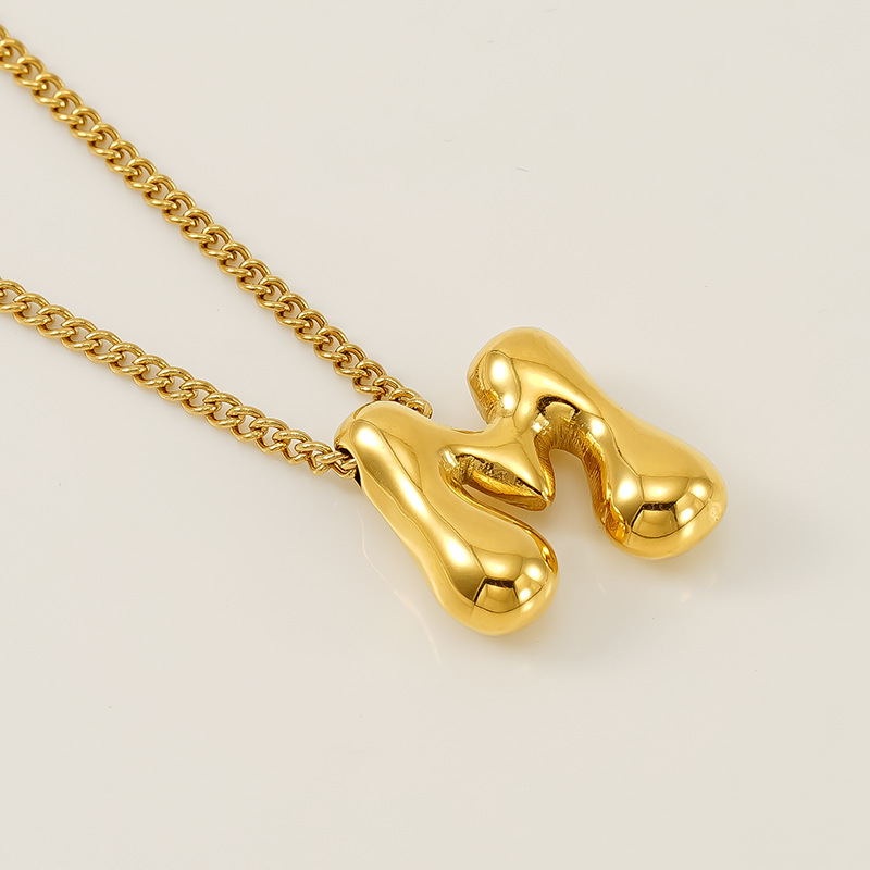 1 Stück Simple Series Daily Letter Titanstahl 18 Karat vergoldete Unisex-Anhängerketten Bild7
