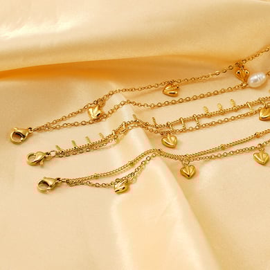 1 Piece Simple Series Classic Heart Stainless Steel 18K Gold Plated Women Chain Bracelets h5 Picture4