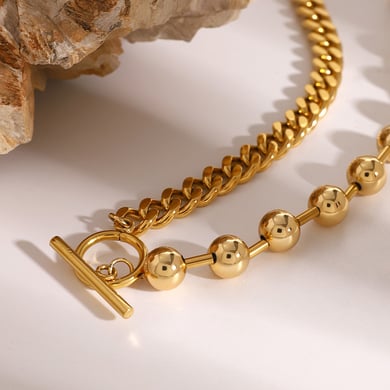 1 Stück Simple Series Ins Style Perlen Edelstahl 18 Karat vergoldet Damen Anhänger Halsketten h5 Bild4