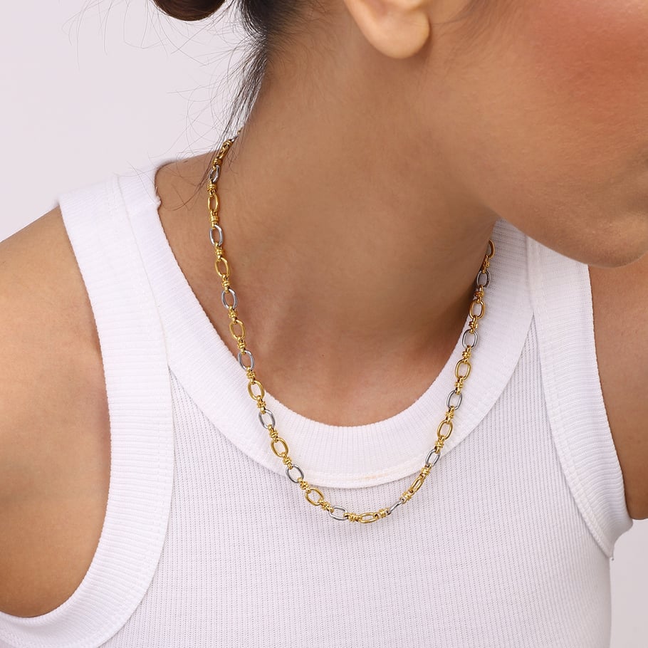 1 Stück Simple Series Europa und Amerika Kette Edelstahl Gold Farbe Damen Kette Halsketten Bild9