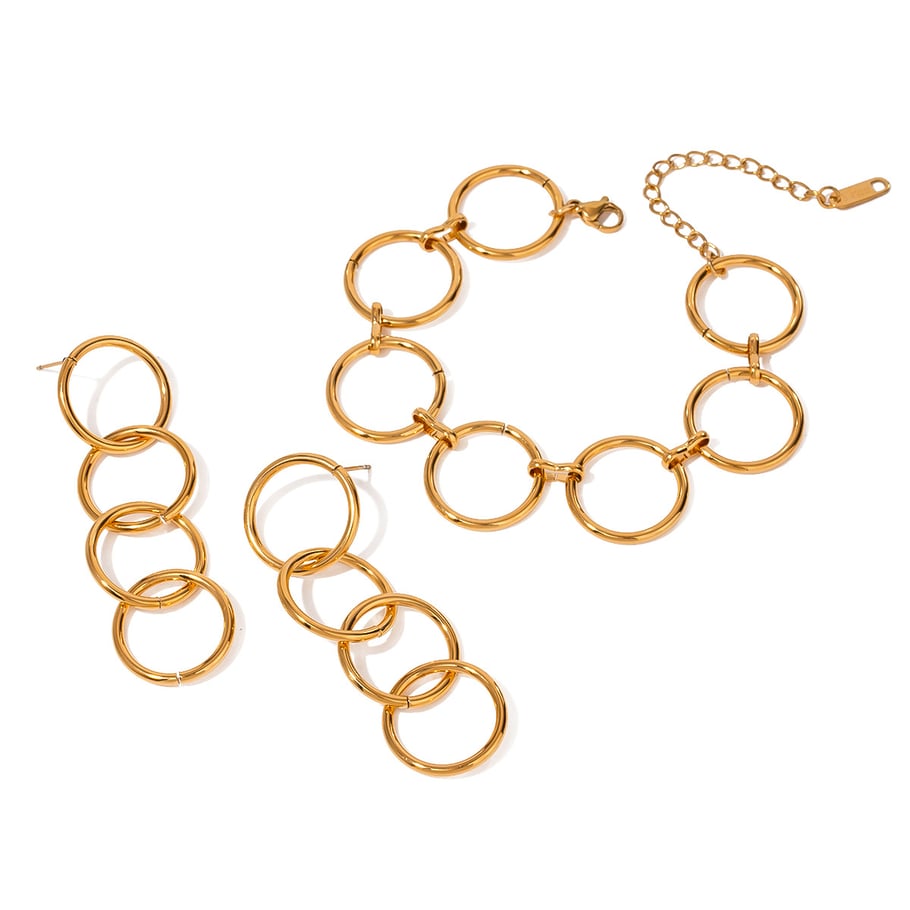 1 Pair Simple Fashionable Style Annular Stainless Steel 18K Gold Plated Women's Earrings set Picture5