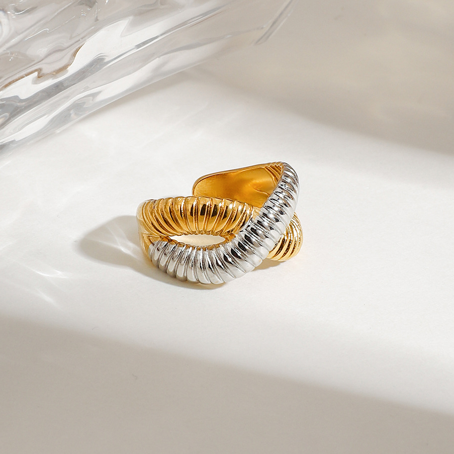 1 Piece Ins Style Stainless Steel Gold & Sliver Color Mixed Women's Adjustable Rings Picture4