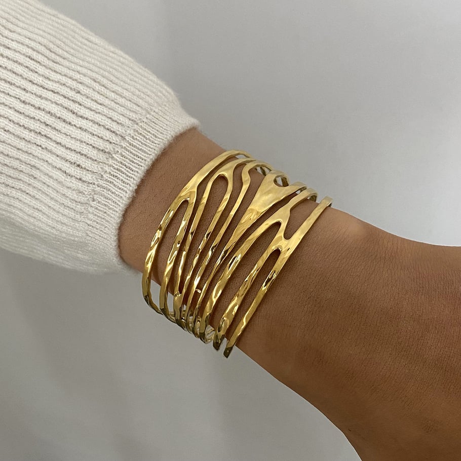 1 Piece Simple Series Simple Geometric Stainless Steel 18K Gold Plated Women Bangles Picture4