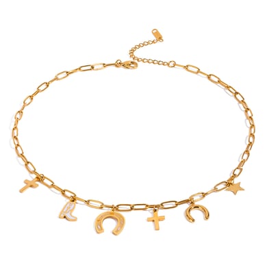 1 Piece Fashionable Classic Style Cross Shape Stainless Steel 18K Gold Plated Women's Charm Bracelet h5 Picture6