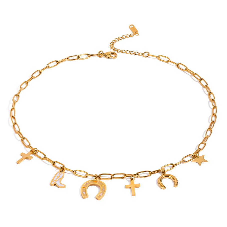 1 Piece Fashionable Classic Style Cross Shape Stainless Steel 18K Gold Plated Women's Charm Bracelet Picture6