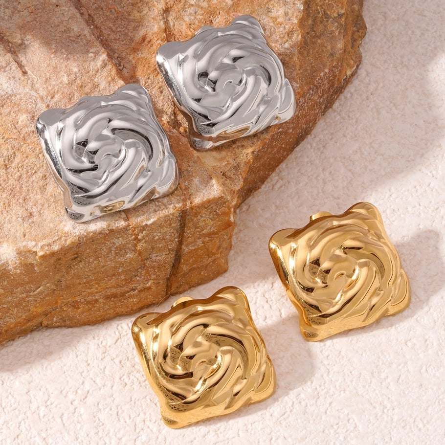 1 Paar Luxuriöse Serie Retro Geometrische Titan Stahl Gold Farbe Damen Ohrstecker Bild6