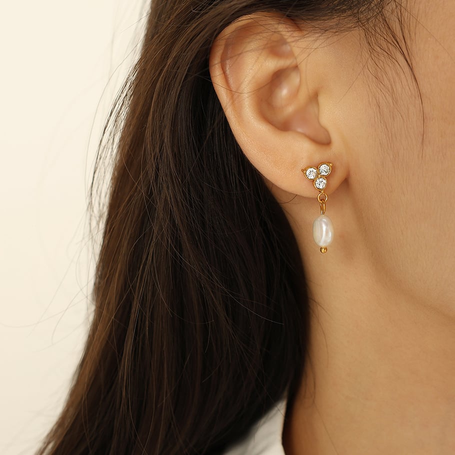 1 Pair Classic Series Retro Droplet Stainless Steel Gold Color Women's Drop Earrings Picture5