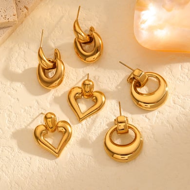 1 Paar geometrische Retro-Ohrstecker der Simple Series, 18 Karat vergoldet h5 Bild3