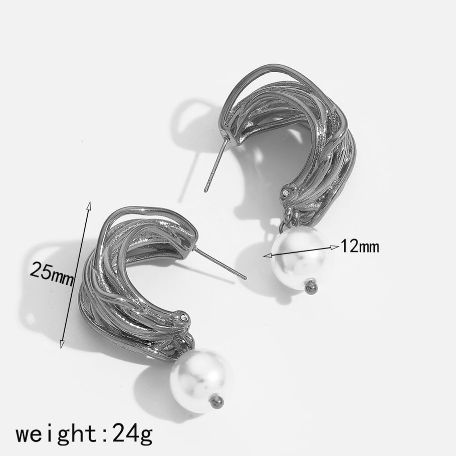 1 Pair Classic Series Retro Line 18K Gold Plated Women Stud Earrings Picture5