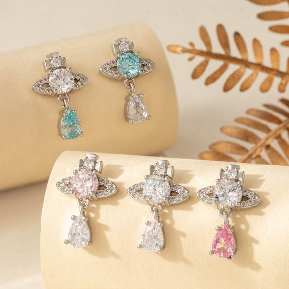 1 paire de boucles d&#39;oreilles à tige en acier titane et zircone pour femme, série Simple, goutte simple, sans placage 2