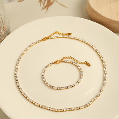 1 Stück Luxuriöse Serie Einfache geometrische Edelstahl 18 Karat vergoldet Zirkon Damen Kettenarmbänder h5 Bild5