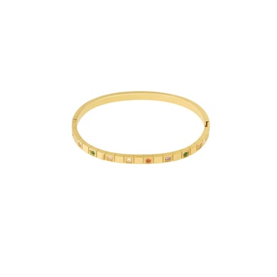 1 Piece Classic Series Elegant Mixed Color Square Stainless Steel Gold Color Women's Bangles h5 Picture5