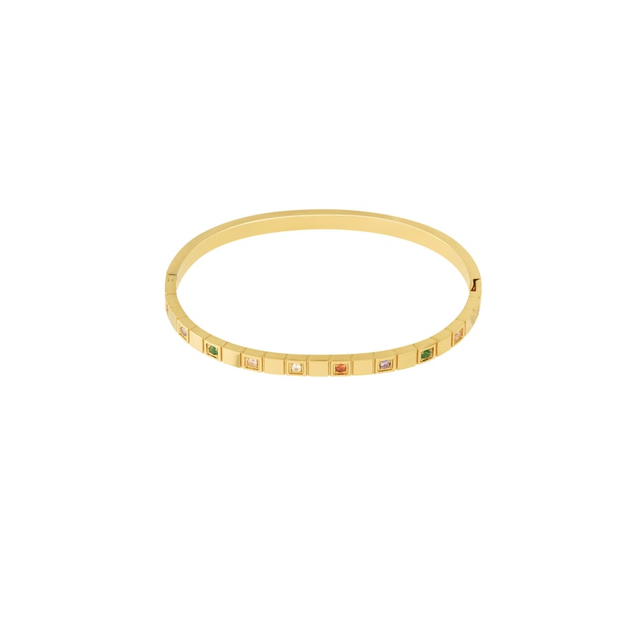 1 Piece Classic Series Elegant Mixed Color Square Stainless Steel Gold Color Women's Bangles Picture5