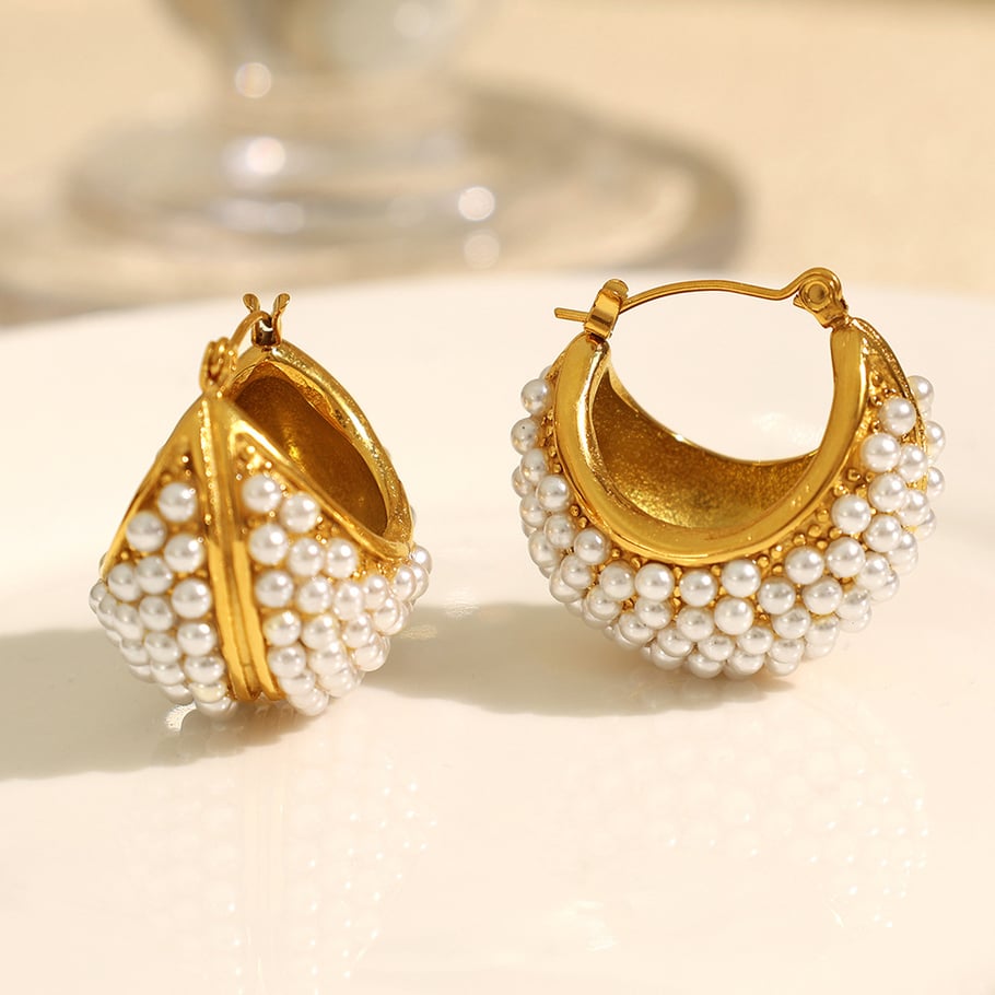 1 Pair Luxurious Series Classic Geometric Titanium Steel   Gold Color  Women's Hoop Earrings Picture4
