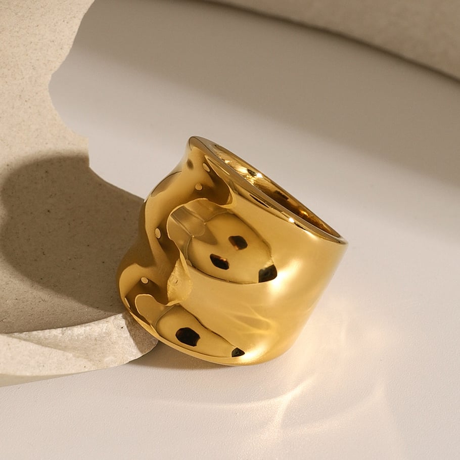 1 Pair Simple Series ins style Solid Color Stainless Steel 18K Gold Plated Women Single Ring Picture4