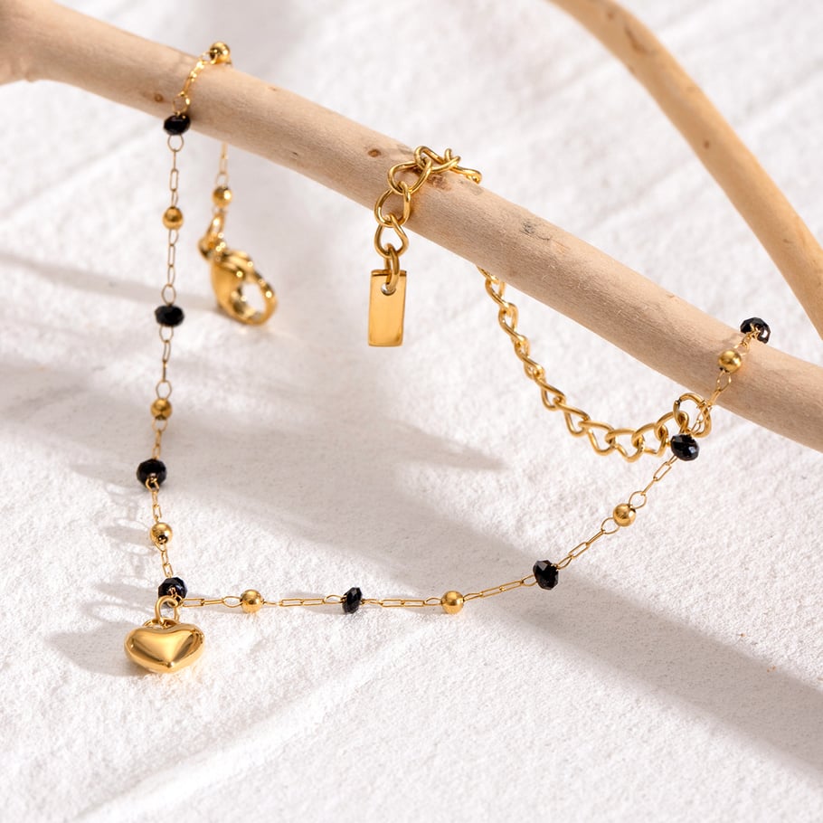 1 Piece Simple Series Sweet Heart Stainless Steel 18K Gold Plated Crystal Women Charm Bracelets Picture4