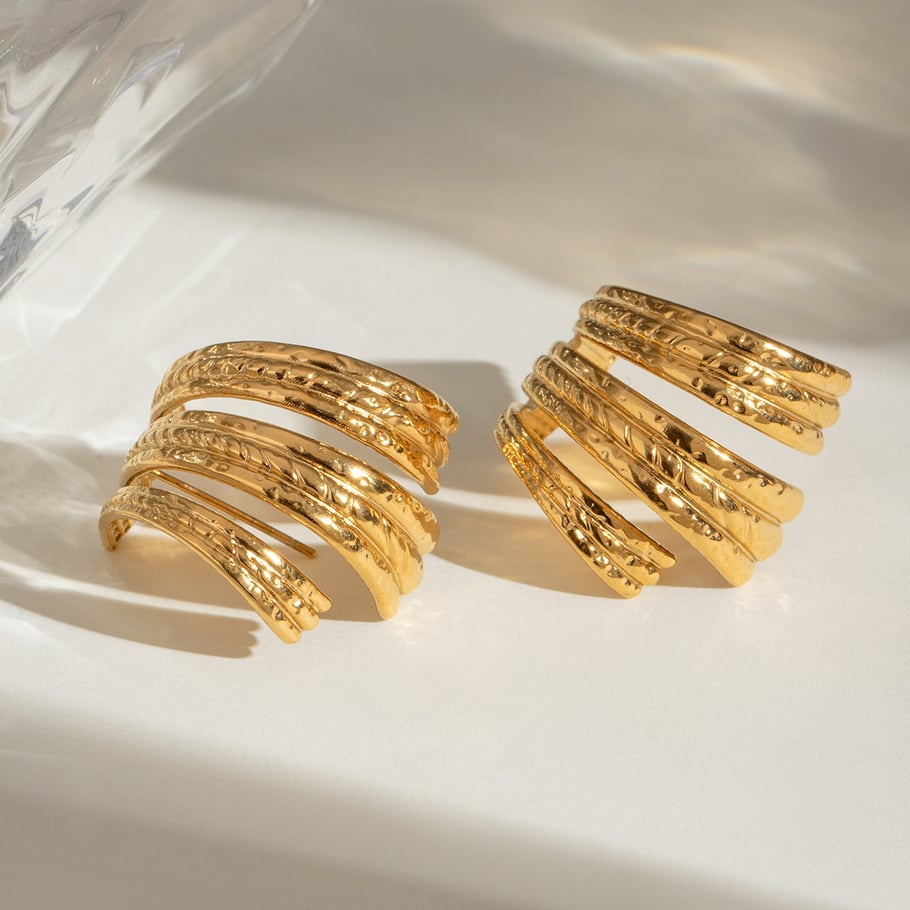1 Pair Simple Series Retro Geometric Stainless Steel 18K Gold Plated Women Stud Earrings Picture3