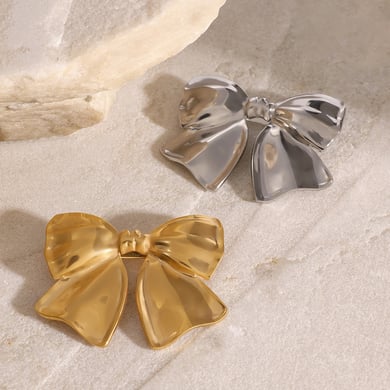 1 Paar Simple Series Klassische Schleifenknoten Edelstahl 18 Karat vergoldet Damen Broschen h5 Bild4