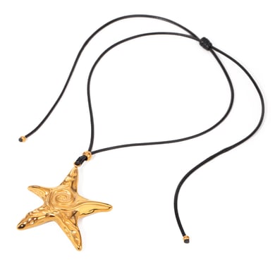 Europäische und amerikanische grenzüberschreitende INS-Stil Damen 18 Karat Gold Edelstahl übergroße Retro-Gewinde Seestern Anhänger Halskette Schmuck Großhandel h5 Bild5