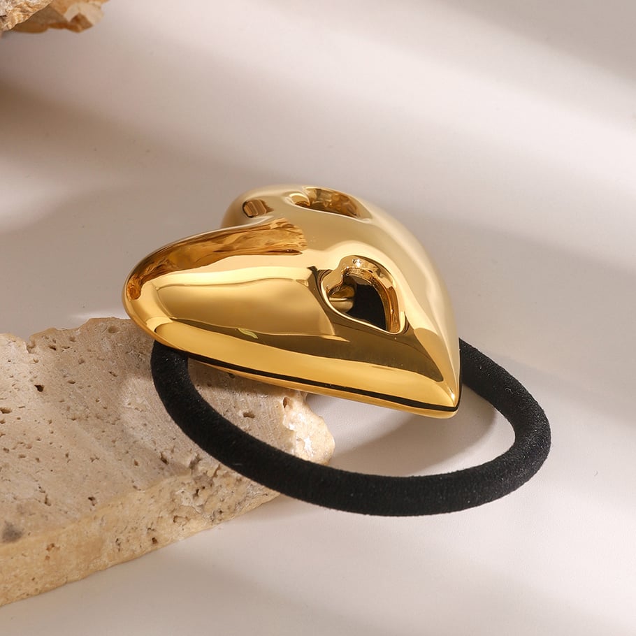 1 Paar Simple Series Casual Heart Edelstahl 18 Karat vergoldete Damen-Haarspangen Bild3