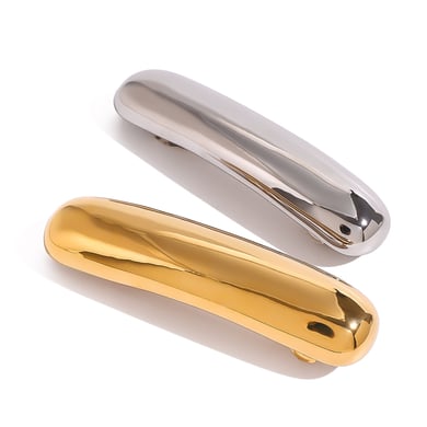 1 Paar Simple Series Einfache einfarbige Haarspangen aus Edelstahl mit 18 Karat Goldbeschichtung für Damen h5 Bild5