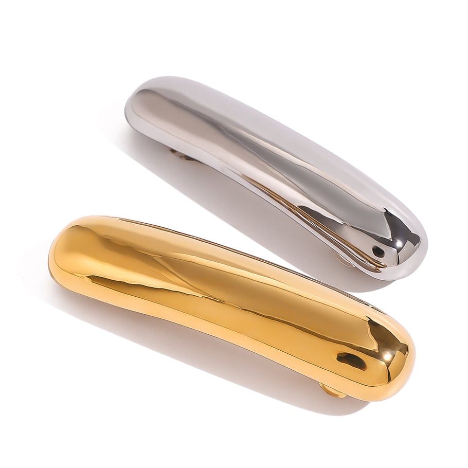 1 Paar Simple Series Einfache einfarbige Haarspangen aus Edelstahl mit 18 Karat Goldbeschichtung für Damen Bild5