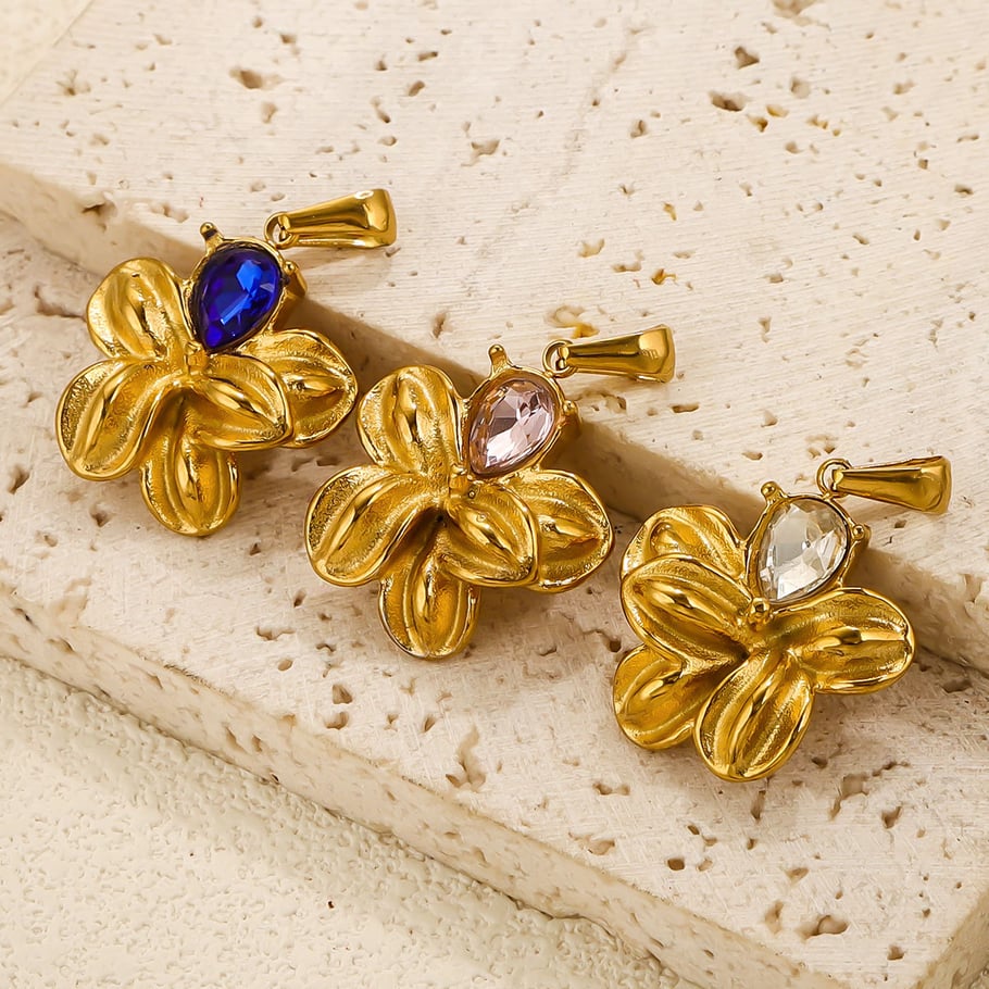 1 Piece Classic Series Fashionable Flower Stainless Steel Gold Color Women's Pendants Picture4