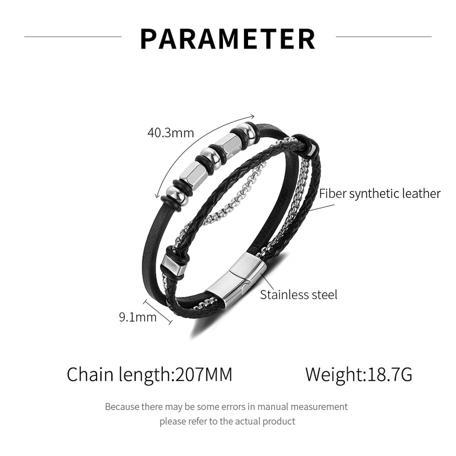 1 Piece Simple Series Sleek Punk Rectangular Stainless Steel Men's Bracelets Picture10